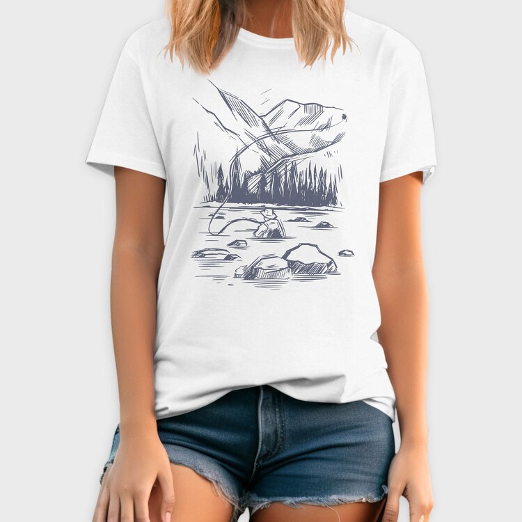 Monochrome Fisherman, Tricou Barbati (Unisex)
