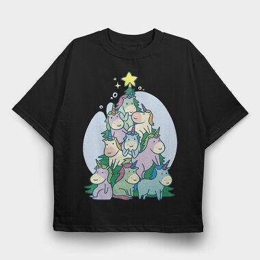 Unicorns Christmas Tree, Tricou Oversize Barbati (Unisex)