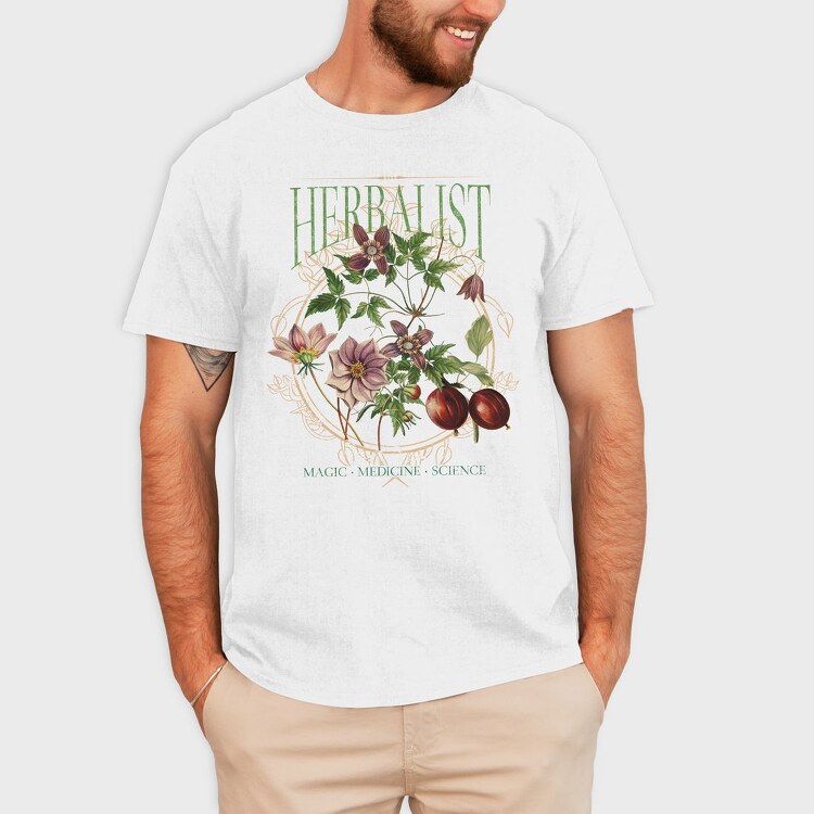 Flowers And Leaves Nature Cottagecore Herbology, Tricou Barbati (Unisex)
