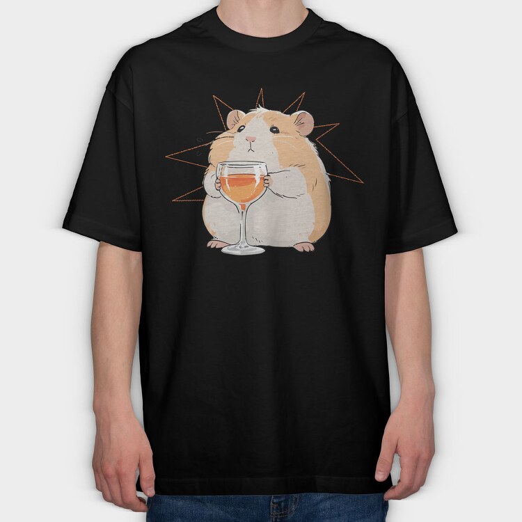 Sad Hamster With Drink, Tricou Oversize Barbati (Unisex)