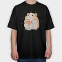 Sad Hamster With Drink, Tricou Oversize Barbati (Unisex)