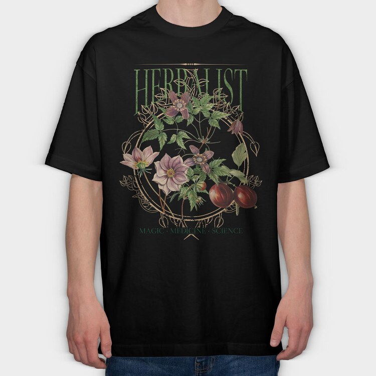 Flowers And Leaves Nature Cottagecore Herbology, Tricou Oversize Barbati (Unisex)