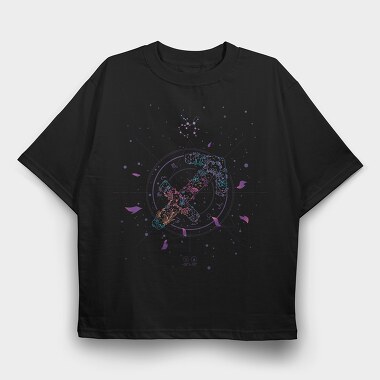 Sagittarius Floral Zodiac Sign, Tricou Oversize Barbati (Unisex)