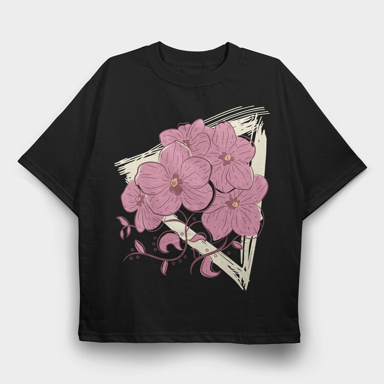 Grunge Triangle Flowers, Tricou Oversize Barbati (Unisex)