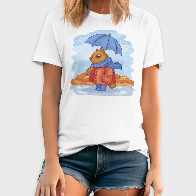 Autumn Squirrel Rainy Watercolor, Tricou Barbati (Unisex)