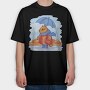 Autumn Squirrel Rainy Watercolor, Tricou Oversize Barbati (Unisex)