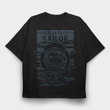 Sailor Serious Face Old Skilled Line Art, Tricou Oversize Barbati (Unisex)