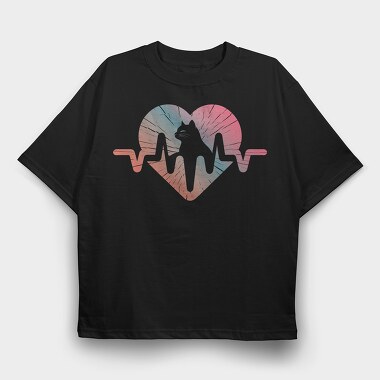 Cat Heartbeat Gradient, Tricou Oversize Barbati (Unisex)