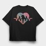 Cat Heartbeat Gradient, Tricou Oversize Barbati (Unisex)