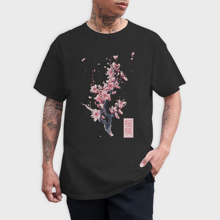 Sakura Branch Poster, Tricou Barbati (Unisex)