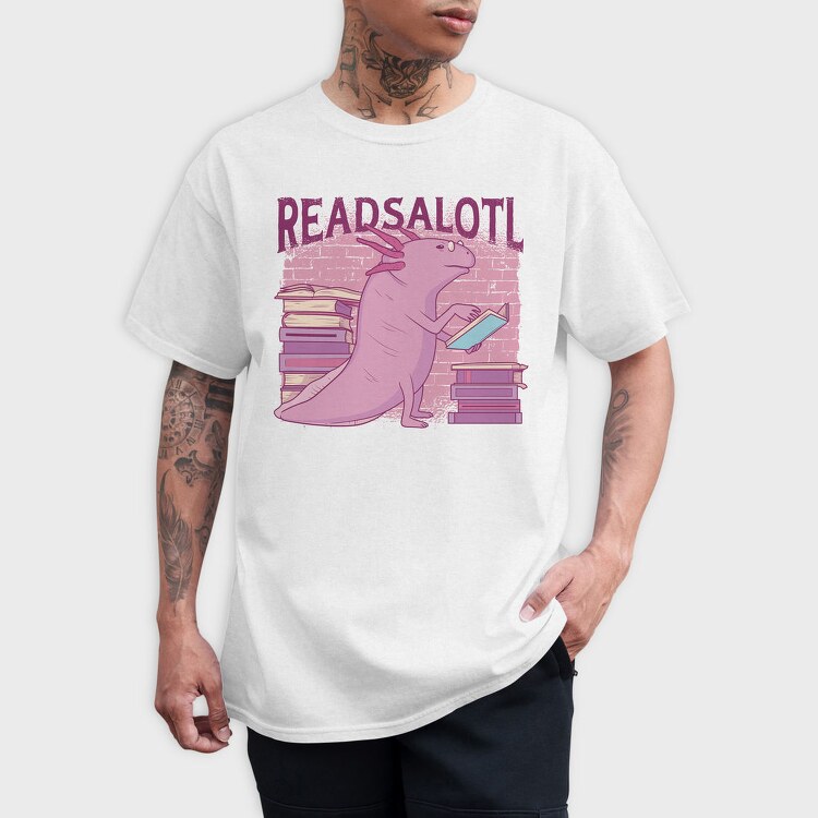 Axolotl Reading Books Readsalotl, Tricou Barbati (Unisex)