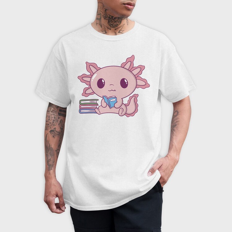 Axolotl Reading, Tricou Barbati (Unisex)