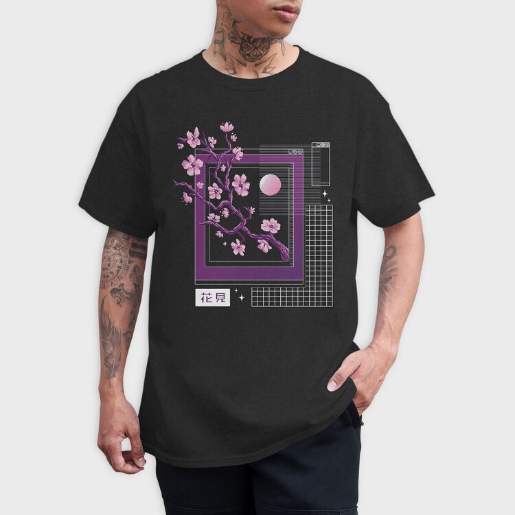 Sakura Flowers Vaporwave, Tricou Barbati (Unisex)