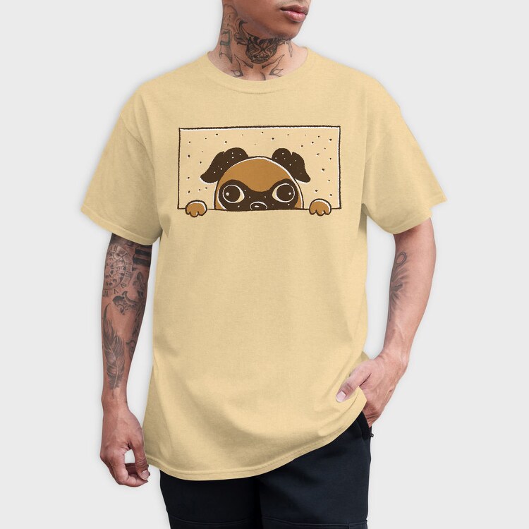 Peeking English Pug, Tricou Barbati (Unisex)