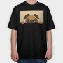 Peeking English Pug, Tricou Oversize Barbati (Unisex)