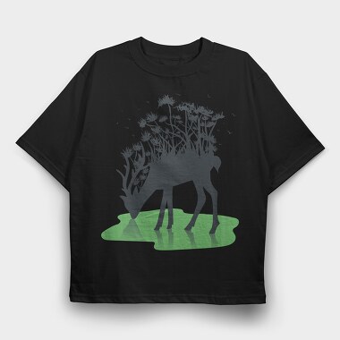Forest Deer Silhouette, Tricou Oversize Barbati (Unisex)