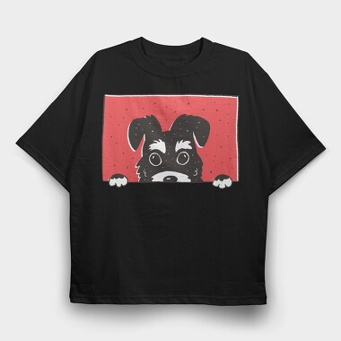 Peeking Schnauzer Dog, Tricou Oversize Barbati (Unisex)