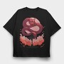 Samurai And Dragon Creature Pixel, Tricou Oversize Barbati (Unisex)