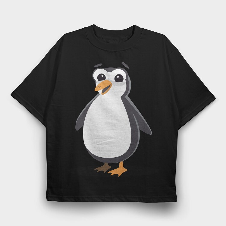 Penguin Smile, Tricou Oversize Barbati (Unisex)