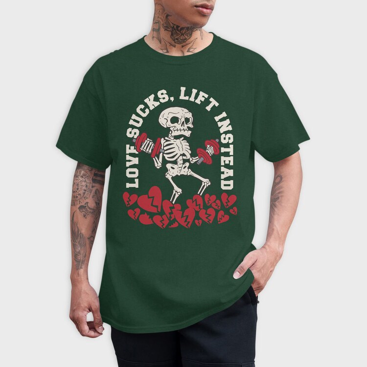 Gym Skeleton Anti Love Skelleton Sucks, Tricou Barbati (Unisex)