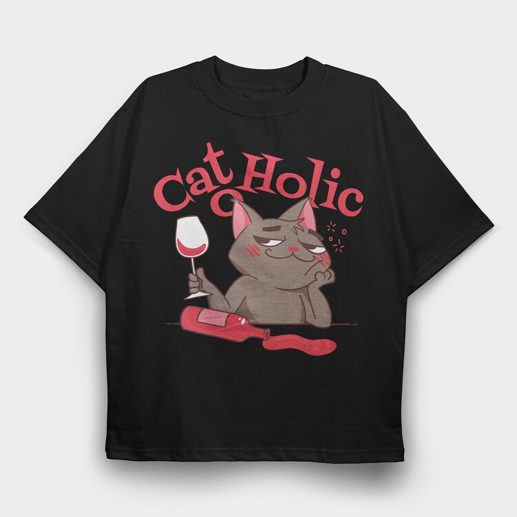 Cat O Holic, Tricou Oversize Barbati (Unisex)