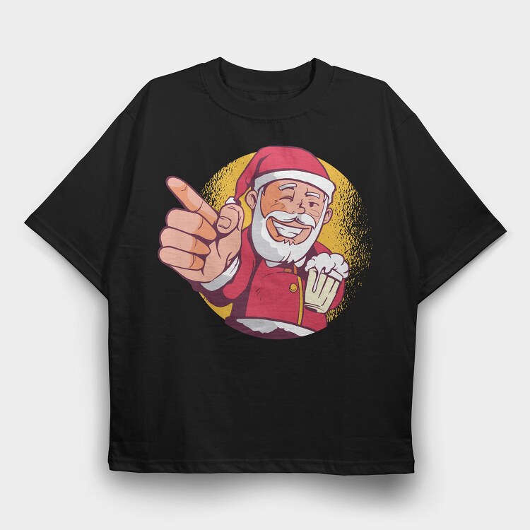 Santa Beer, Tricou Oversize Barbati (Unisex)