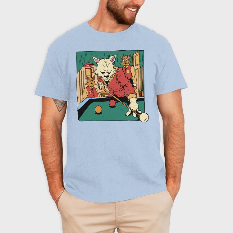 Cat Playing Billiards Biliard, Tricou Barbati (Unisex)