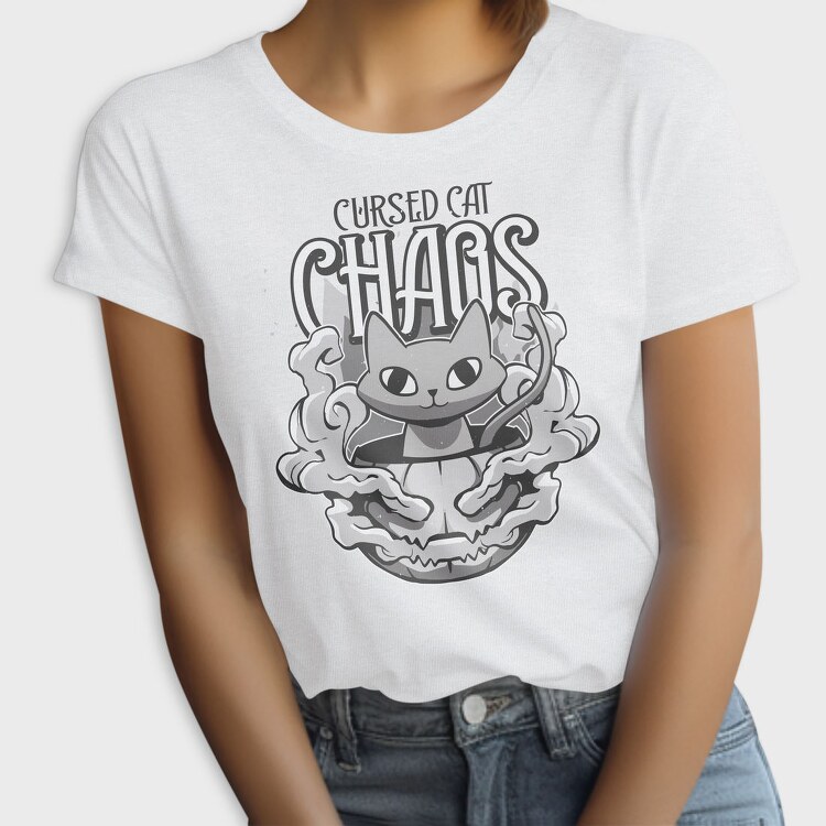 Halloween Cat Chaos Quote, Tricou Femei
