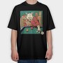 Cat Playing Billiards Biliard, Tricou Oversize Barbati (Unisex)