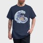 Cat Surfing Japanese Wave, Tricou Barbati (Unisex)