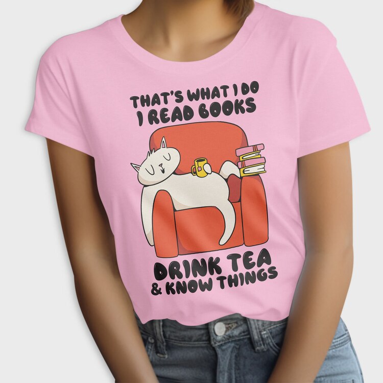 Cat Reading Books (2), Tricou Femei