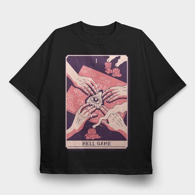 Mystical Tarot Card Hell Game 01, Tricou Oversize Barbati (Unisex)