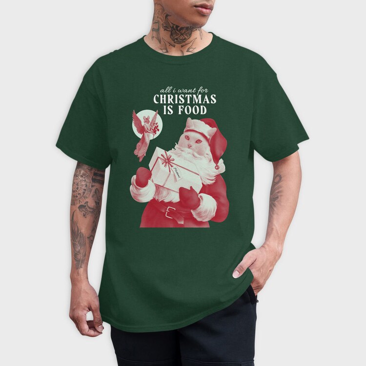 Cat Santa Claus Christmas Xmas, Tricou Barbati (Unisex)