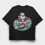 Santa Claus Surfing, Tricou Oversize Barbati (Unisex)