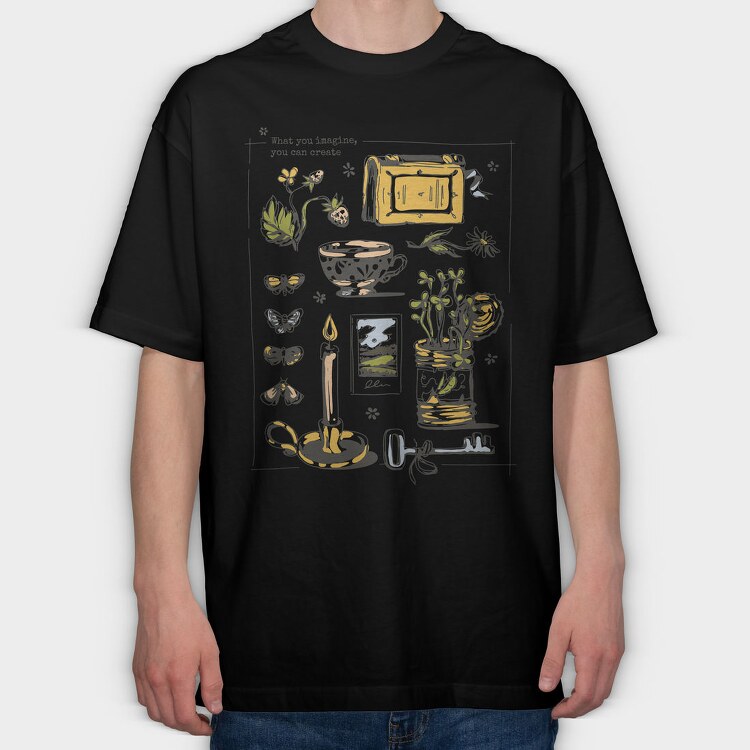 Cottagecore Lifestyle Elements Collection, Tricou Oversize Barbati (Unisex)