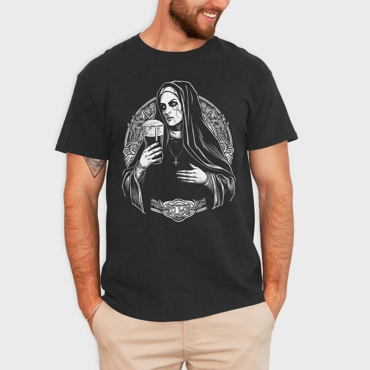 Dark Nun With Beer Evil, Tricou Barbati (Unisex)
