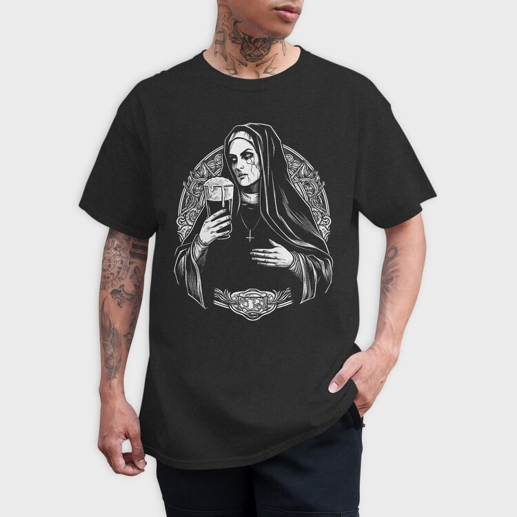 Dark Nun With Beer Evil, Tricou Barbati (Unisex)
