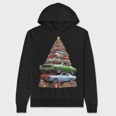 Christmas Tree Muscle Madness Cars, Hanorac Oversize Barbati (Unisex)