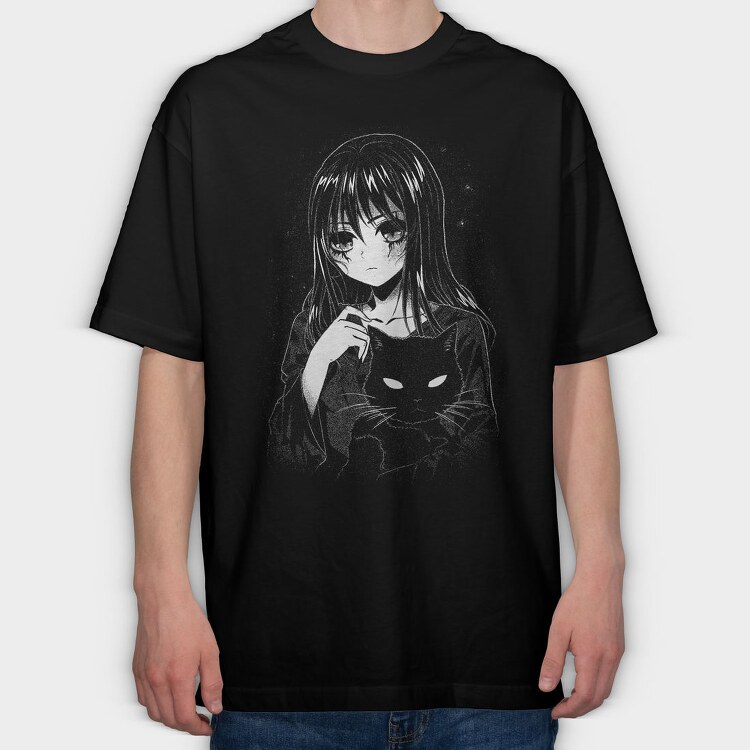 Scary Anime Girl, Tricou Oversize Barbati (Unisex)
