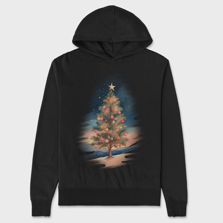 Hanorac Barbati (Unisex), Christmas Tree Watercolor