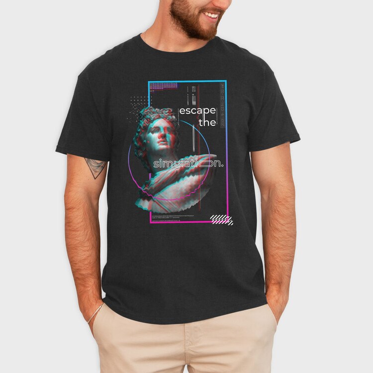 Statue Glitch Quote 1, Tricou Barbati (Unisex)