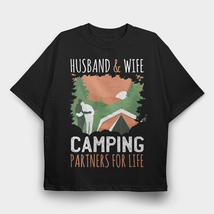 Couple Camping, Tricou Oversize Barbati (Unisex)