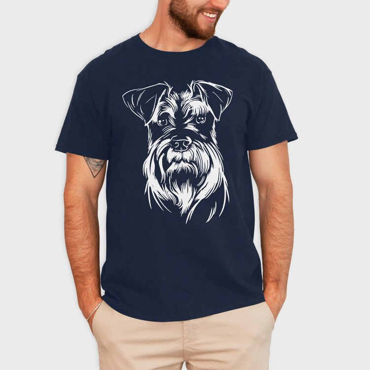 Schnauzer Dog Illustration, Tricou Barbati (Unisex)