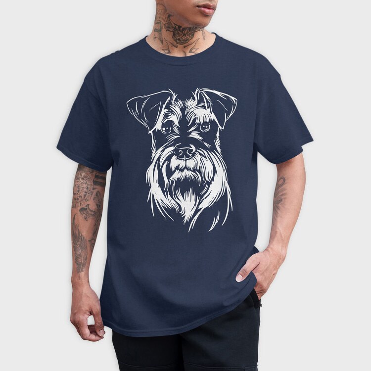 Schnauzer Dog Illustration, Tricou Barbati (Unisex)
