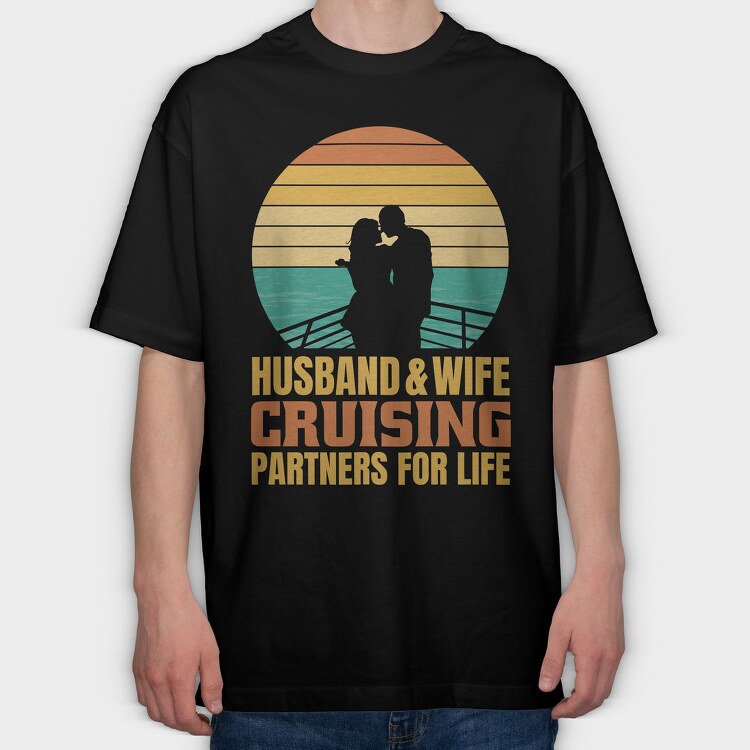 Couple In Love Sailing Retro Cruising Quote, Tricou Oversize Barbati (Unisex)