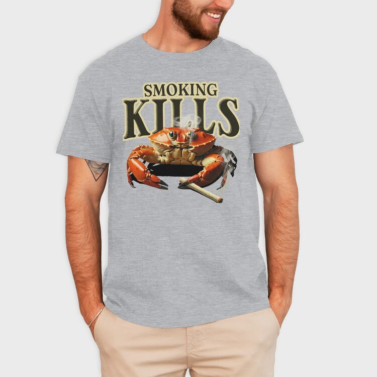 Sarcastic Crab Smoking, Tricou Barbati (Unisex)