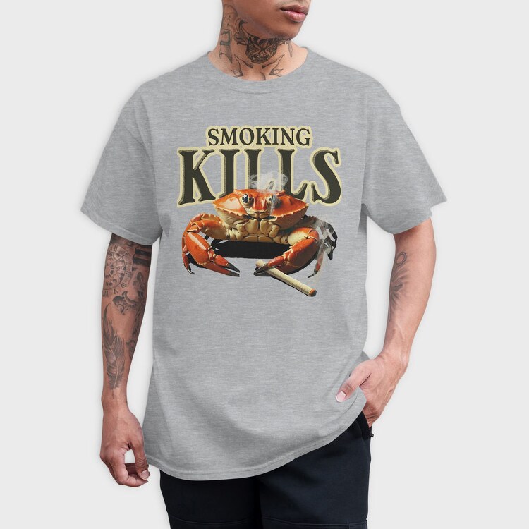 Sarcastic Crab Smoking, Tricou Barbati (Unisex)