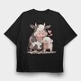 Cow And Pig Love Pig Cow, Tricou Oversize Barbati (Unisex)