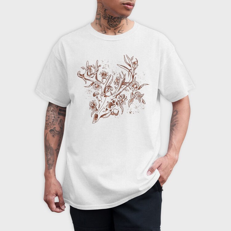 Deer Skull Nature, Tricou Barbati (Unisex)
