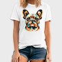 French Bulldog Geometric Bulldog, Tricou Barbati (Unisex)